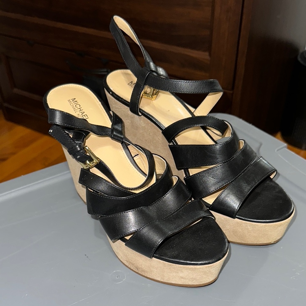 Michael Kors Black Wedge Sandals